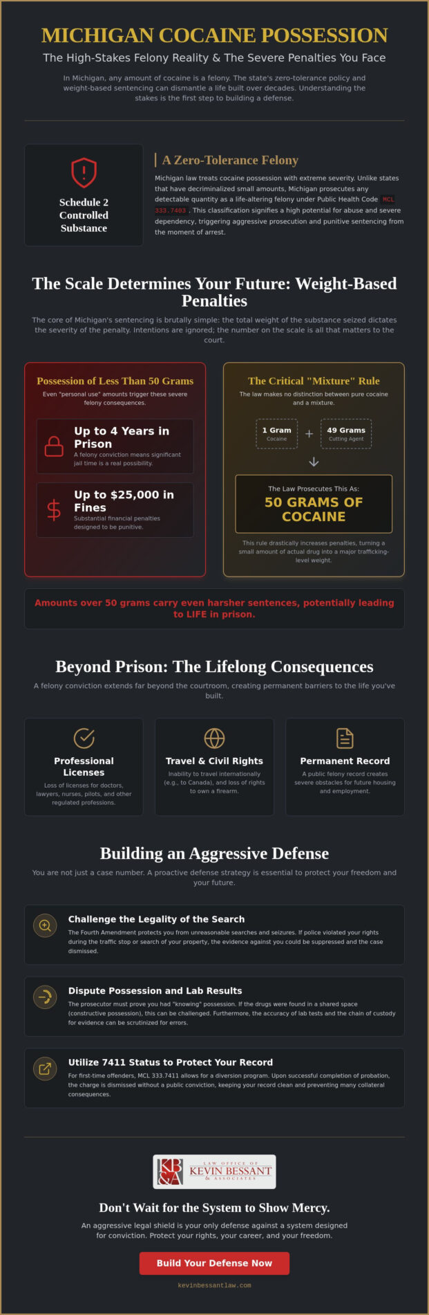 Cocaine Possession Penalties Michigan 2026: Aggressive Defense Guide