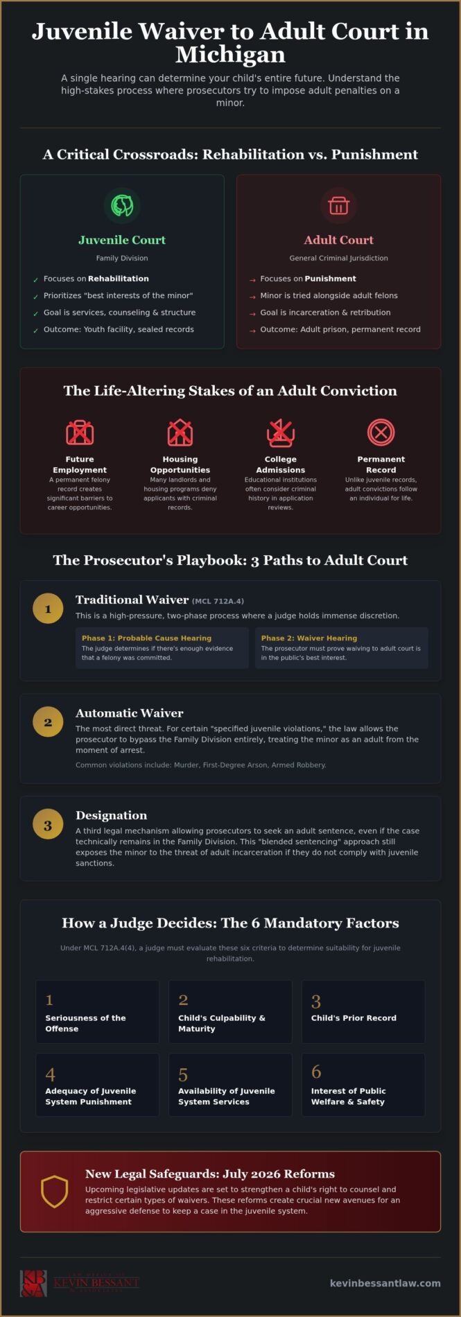 Juvenile Waiver to Adult Court in Michigan: Protecting Your Child’s Future (2026 Guide)